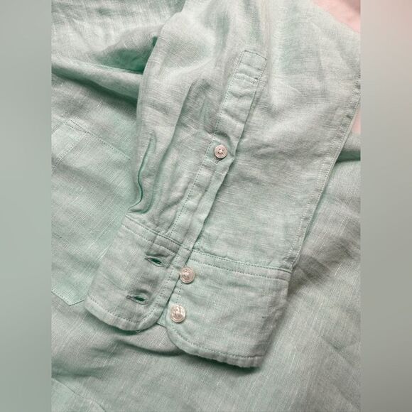UNTUCKit Linen Long Sleeve Button Up Shirt, Women's Size 14, Mint Green - Picture 7 of 10